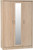 Light Oak Lisbon 3 Door Wardrobe