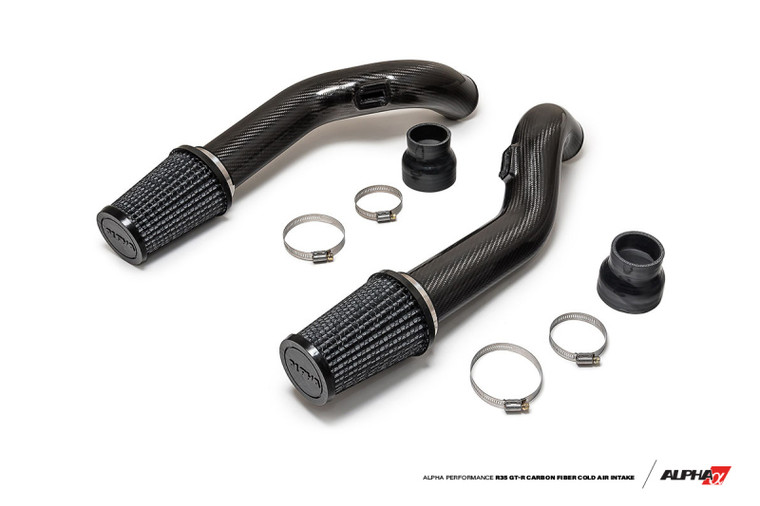 AMS Performance 2009+ Nissan GT-R R35 (CBA/DBA) Alpha Carbon Fiber Intake Pipes for Stock Turbos - ALP.07.08.0008-1