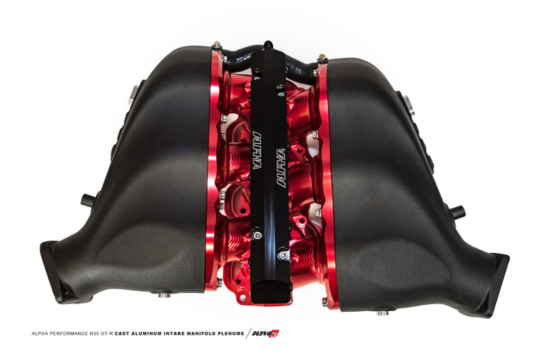 AMS Performance 2009+ Nissan GT-R Alpha Cast Plenum/Billet Intake Manifold w/Std Fuel Rail - Black - ALP.07.08.0101-51