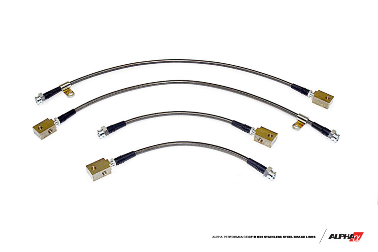 AMS Performance 2009+ Nissan GT-R R35 Alpha Short Route Style Stainless Steel Brake Lines - ALP.07.01.0001-2