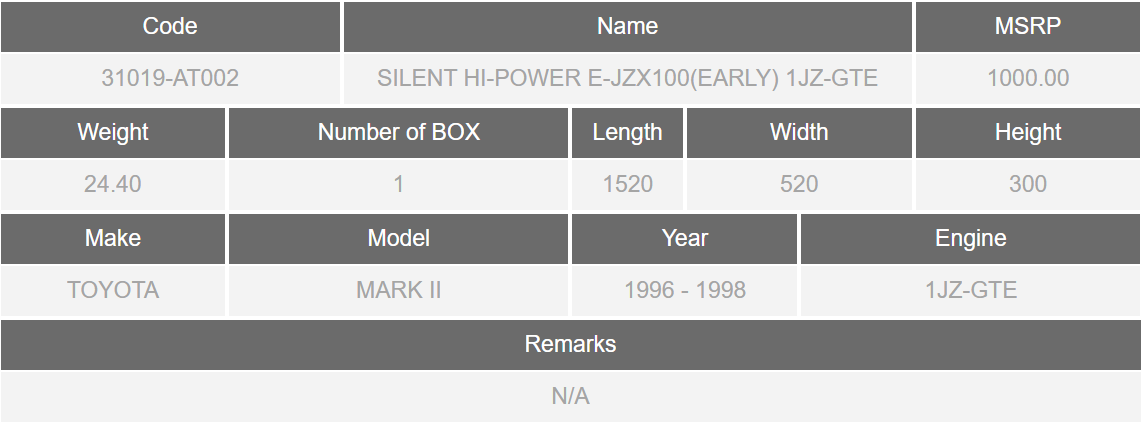 HKS SILENT Hi-POWER E-JZX100(Early) 1JZ-GTE - 31019-AT002 - KoruWorks