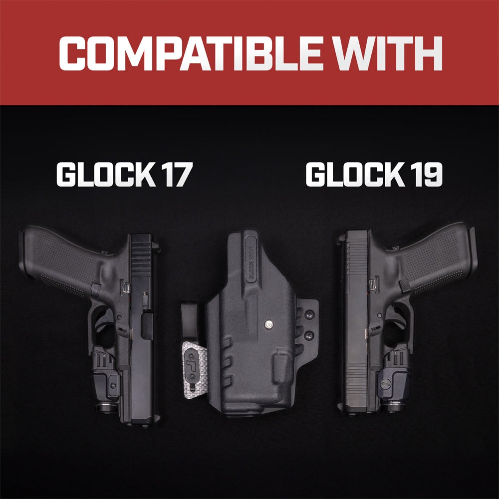 Front view of Tulster ARC IWB light-bearing holster for Glock 17 Streamlight TLR-7 , left-hand draw. - Image 3