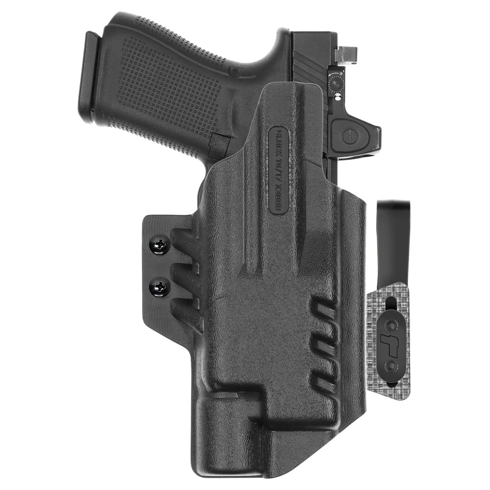 Front view of Tulster ARC IWB light-bearing holster for Glock 17 Surefire X300, left-hand draw - Image 2