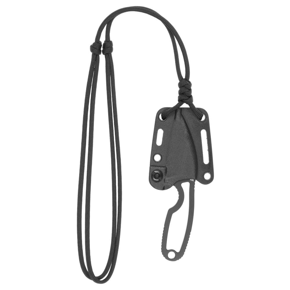 GreyWorks GW2 EDC Fixed Blade Knife in black with textured handle, compact fixed blade, and sleek tactical design for everyday carry, front view. - Image 3