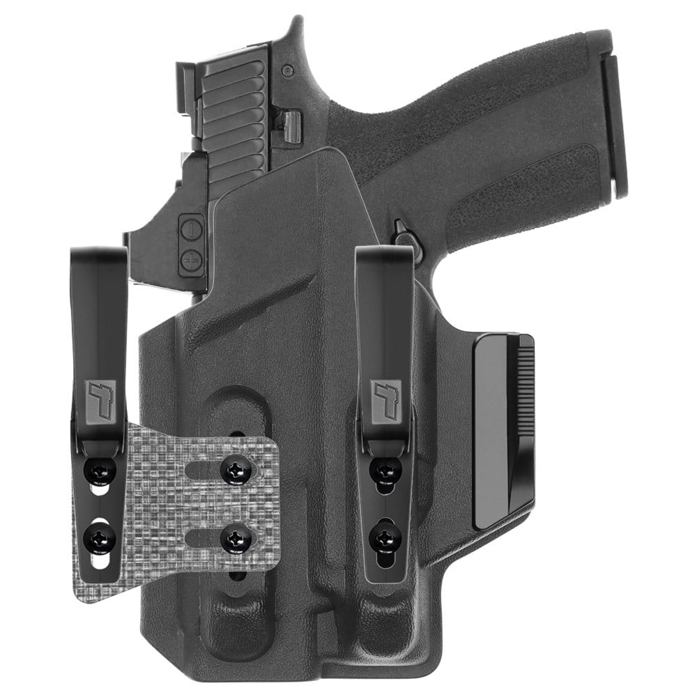 Front view of Tulster ARC IWB light-bearing holster for Smith & Wesson M&P Shield X Streamlight TLR-7 Sub, left-hand draw
