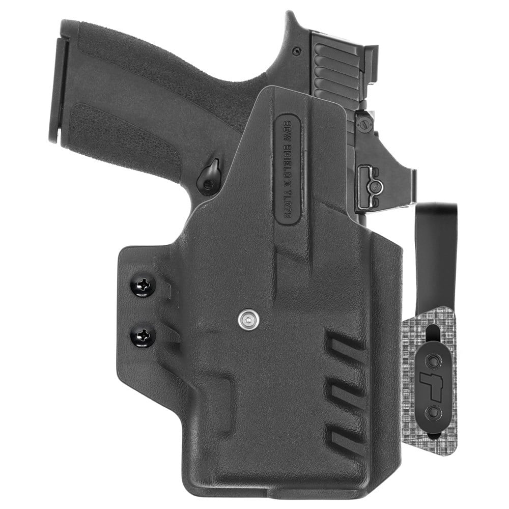 Rear view of Tulster ARC IWB light-bearing holster for Smith & Wesson M&P Shield X Streamlight TLR-7 Sub, left-hand draw