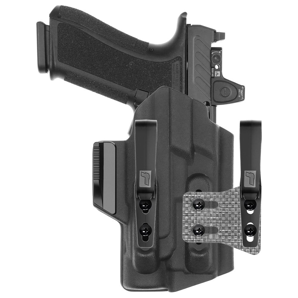 Front view of Tulster ARC IWB light-bearing holster for Shadow Systems DR920 Streamlight TLR-1, right-hand draw. - Image 1