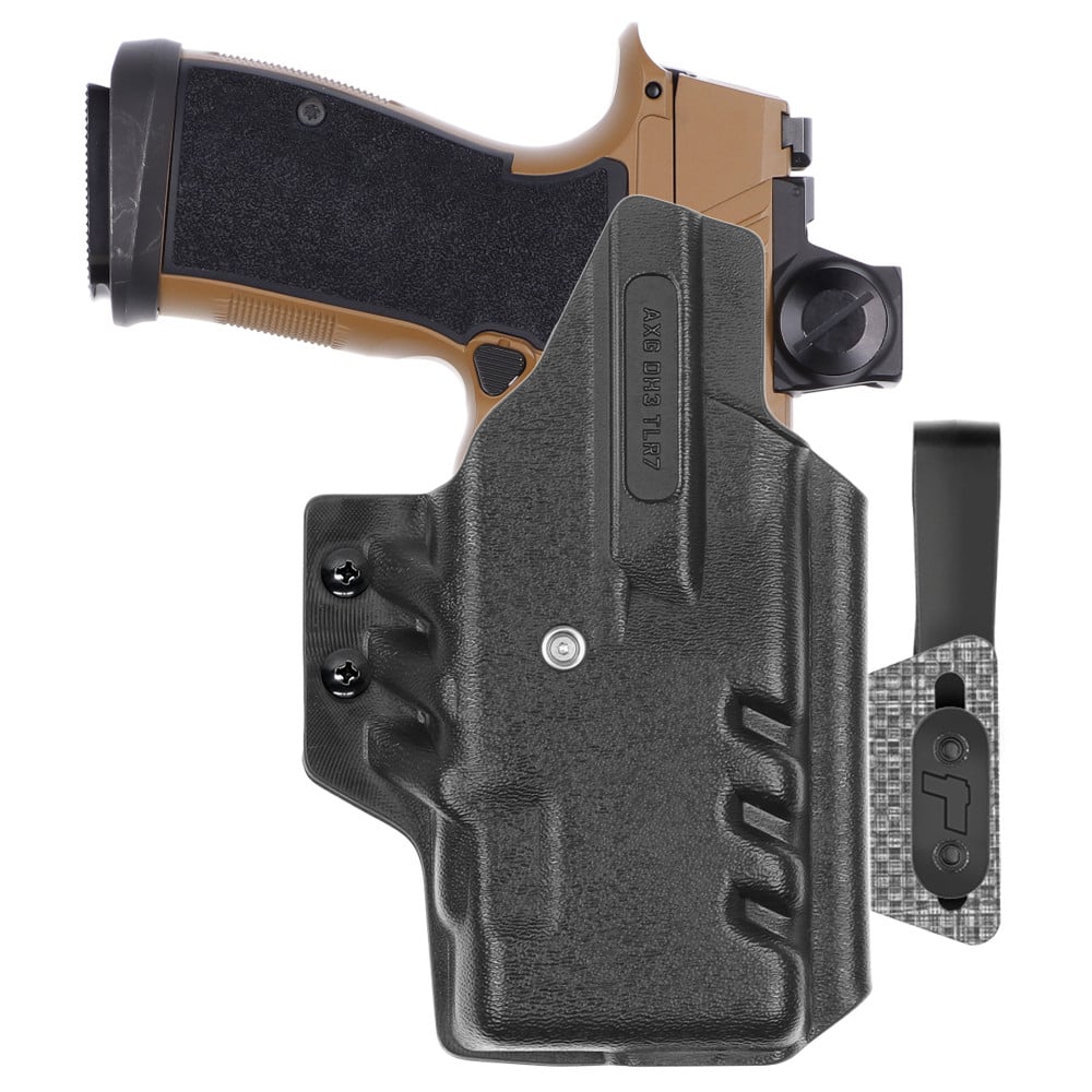 Front view of Tulster ARC IWB light-bearing holster for Sig Sauer P365 DH3 AXG Streamlight TLR-7, left-hand draw. - Image 2