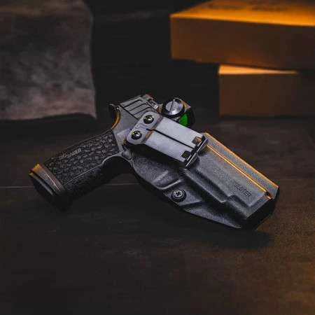 A Sig Sauer P365 Fuse in a Tulster Profile+ holster designed for inside-the-waistband concealed carry.