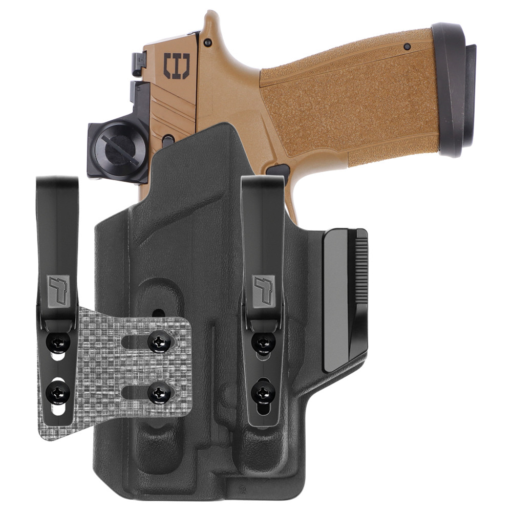 Front view of Tulster ARC IWB light-bearing holster for Sig Sauer P365-XF DH3 w/ Streamlight TLR-7 Sub, left-hand draw. - Image 1