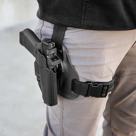 Front view of Tulster Range+ OWB optic-ready holster for Canik Mete MC9 Prime, left-hand draw. - Image 4