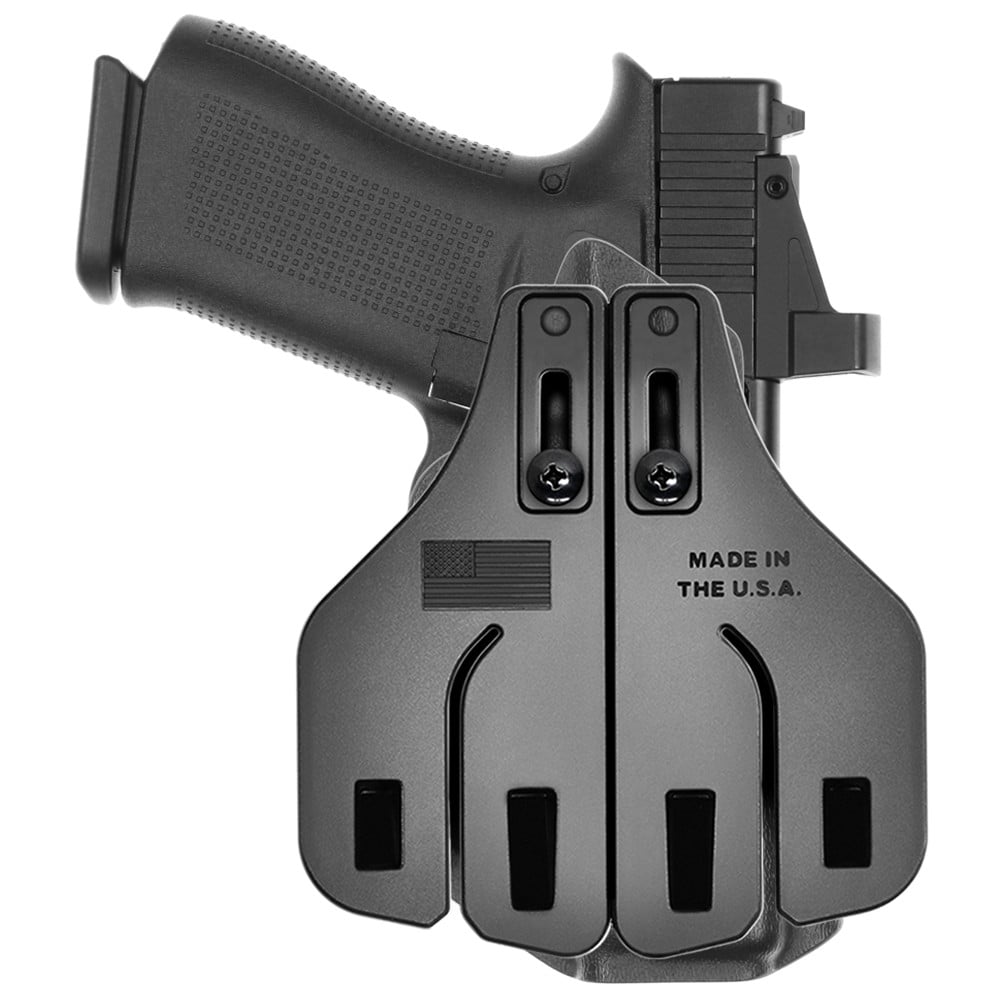 Optic Compatible Tulster Range+ Outside The Waistband (OWB) Paddle Holster in Left Hand For Glock 43/43X/MOS For Carry In Black Kydex - Image 2