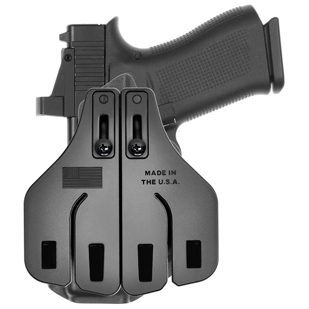 Optic Compatible Tulster Range+ Outside The Waistband (OWB) Paddle Holster in Right Hand For Glock 43/43X/MOS For Carry In Black Kydex - Image 2