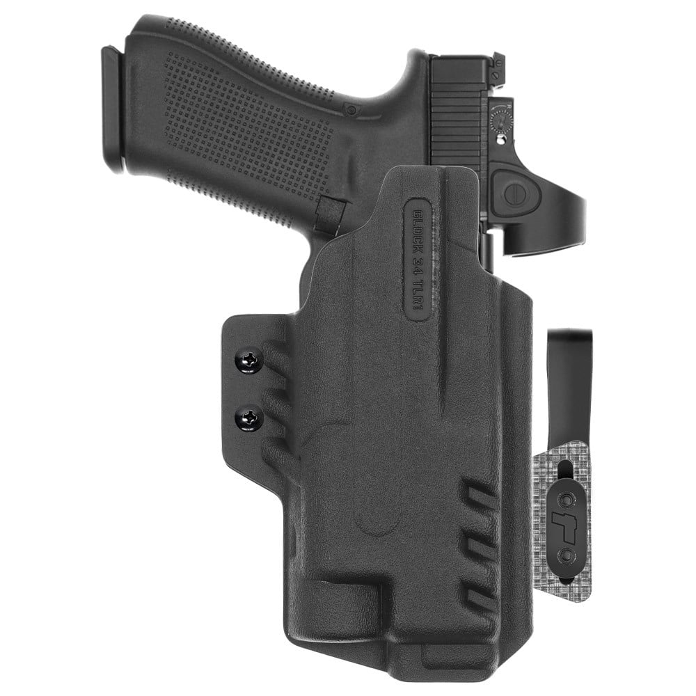 Front view of Tulster ARC IWB light-bearing holster for Glock 34 Streamlight TLR-1 , left-hand draw. - Image 2