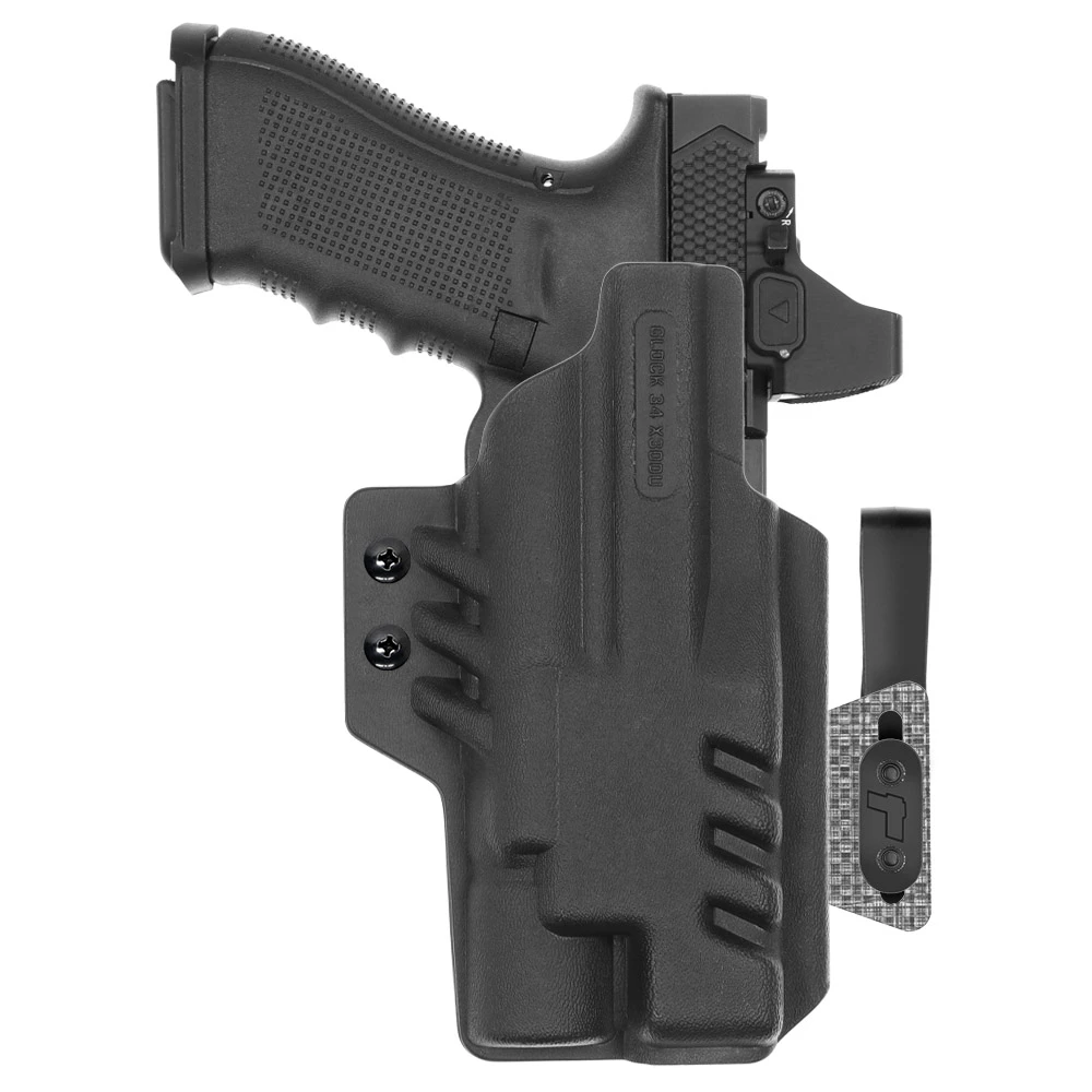 Front view of Tulster ARC IWB light-bearing holster for Glock 34 Surefire X300, left-hand draw. - Image 2