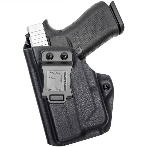 Right handed Black Leather Gun Belt Slide Holster For Glock 43 