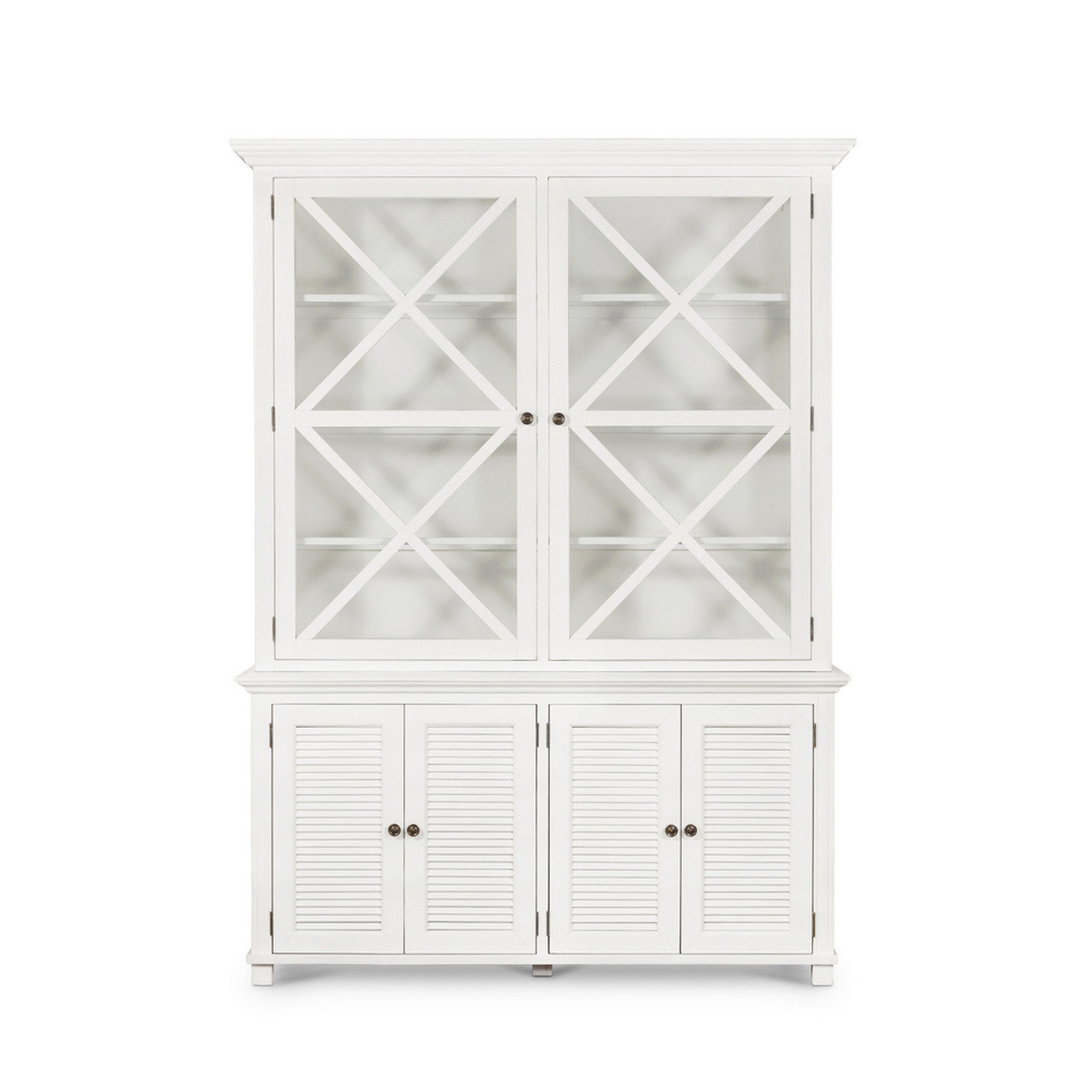 Hamptons Shutter Large Glass Door Cabinet Whit By Maison Living