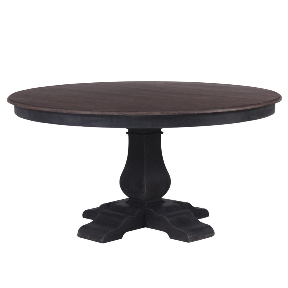 Provincial Round Trestle Dining Table 150cm - Black/Brown ...