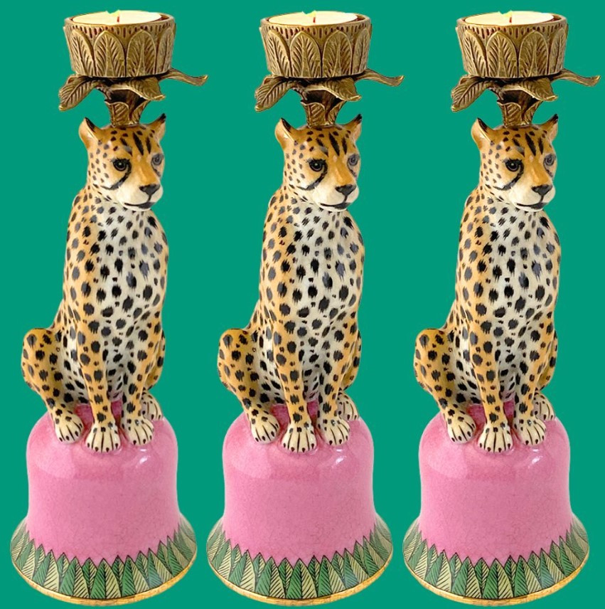 Jaguar Candle Holder Porcelain Brass Maison Living Jaguar candle holder porcelain brass maison living