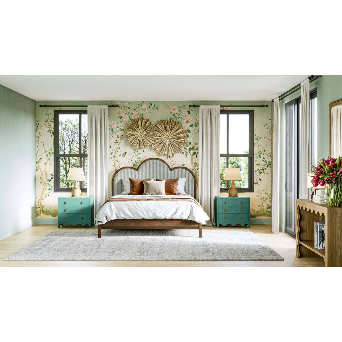Chloe Upholstered Bed King | Boho Chic Style Bedroom Furniture