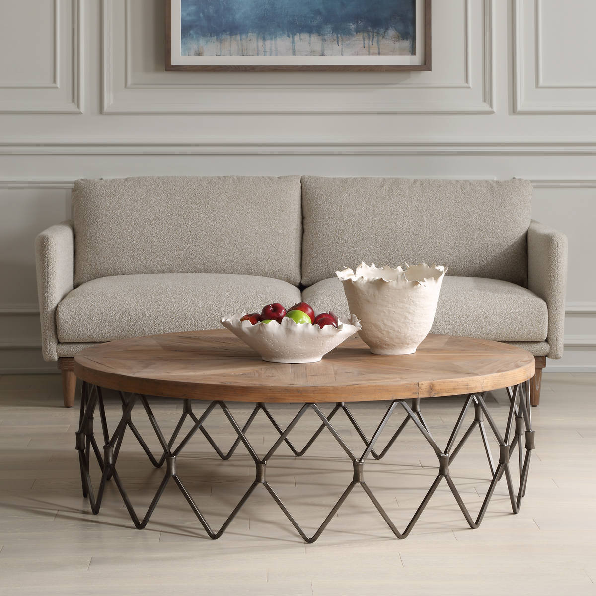 Chain Reaction Wooden Coffee Table Mid-Century Modern Style