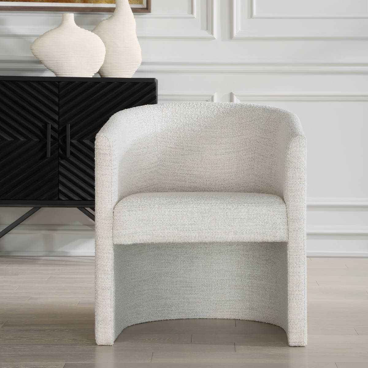 Encompass White Fabric Dining Chair Contemporary Style Accent Chair