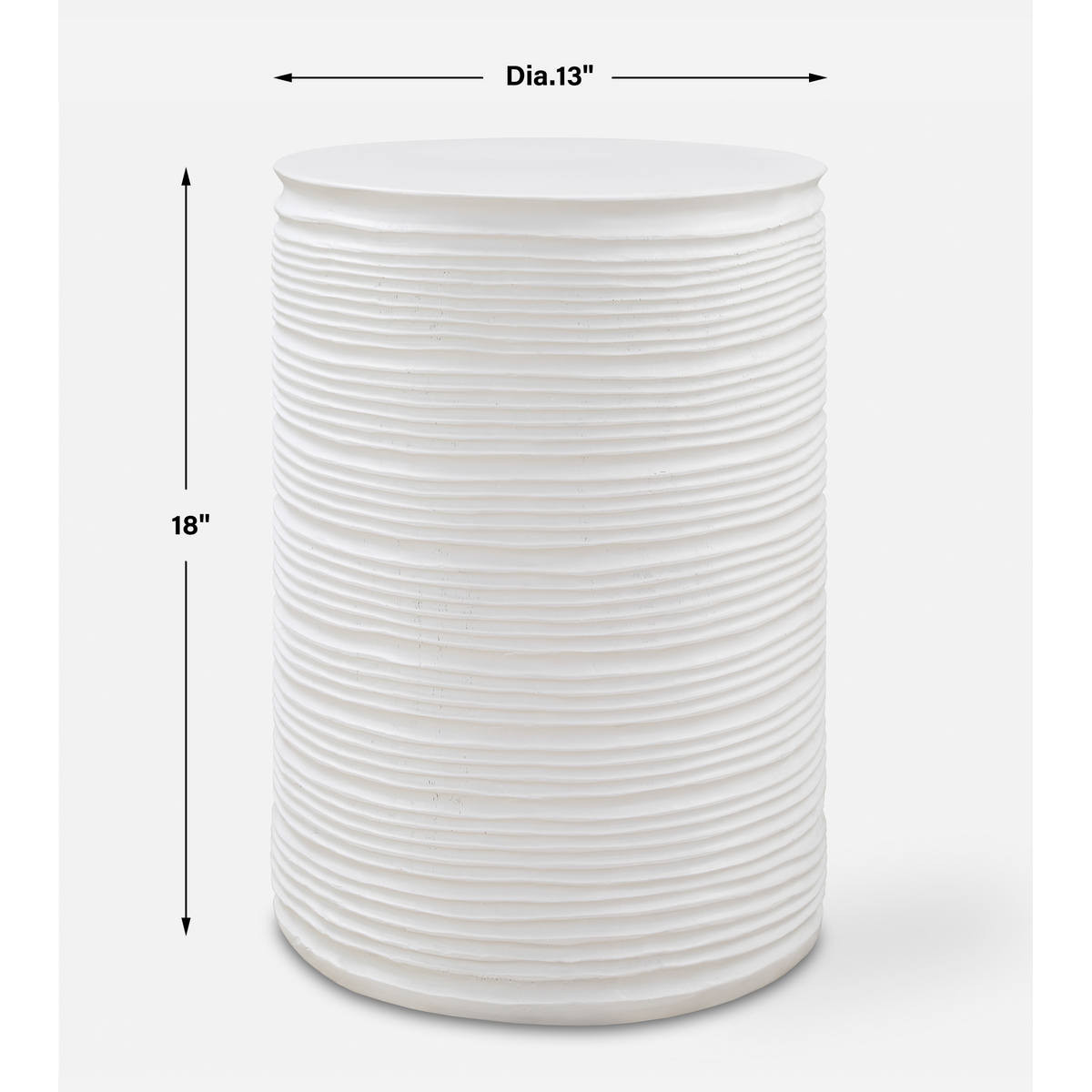 Borderline White Drum Table | Contemporary Style Accent Table