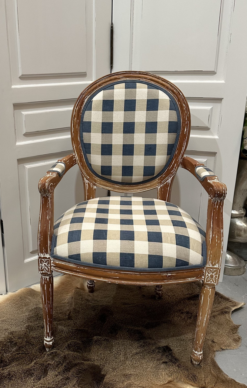 Tulip Dining Arm Chair with Fluted Leg White Antique French