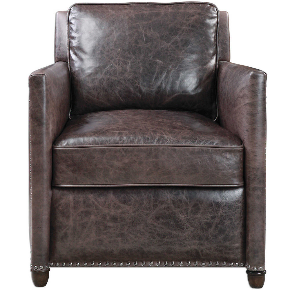 Roosevelt Leather Club Chair Smoke by Uttermost Maison Living
