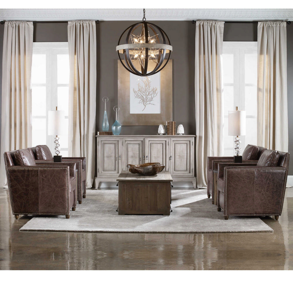 Roosevelt Leather Club Chair Smoke by Uttermost Maison Living