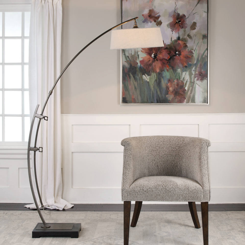 Calogero Bronze Arc Floor Lamp Contemporary Style Floor Lamp