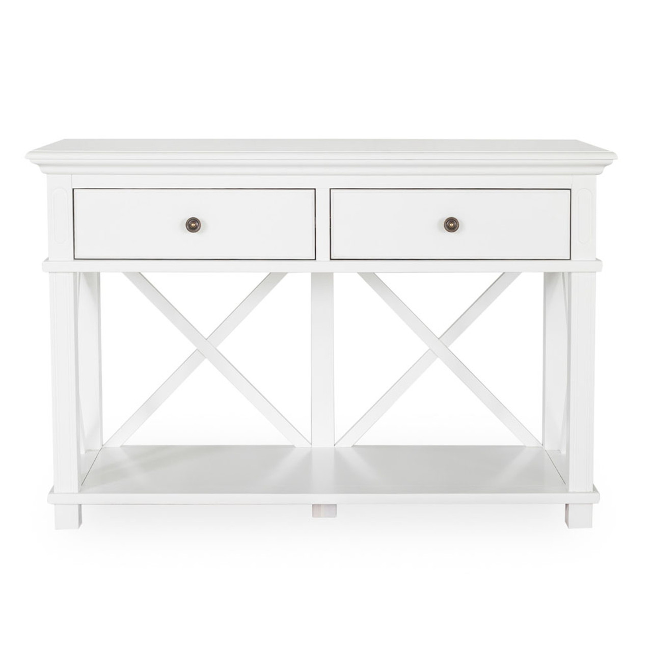 Hamptons Cross Console Table 2 Drawer White Hamptons Style