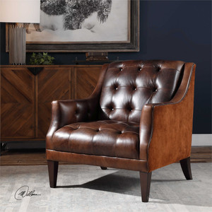 Perrette Leather Accent Chair - by Uttermost Perrette Leather Accent Chair - by Uttermost