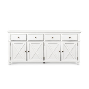 Hamptons Cross 4 Door Buffet Sorrento Sideboard - White - Size: 188(W) x 50(D) x 85(H)cm Hamptons Cross 4 Door Buffet Sorrento Sideboard - White - Size: 188(W) x 50(D) x 85(H)cm