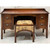 Estate Desk & Stool - Aged Honey Mahogany / Light Jute Fabric - Size: 86H x 133W x 43D (cm) - Edwardian style Estate Desk & Stool - Aged Honey Mahogany / Light Jute Fabric - Size: 86H x 133W x 43D (cm) - Edwardian style
