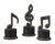 Music Notes Metal Figurines - Set/3 Mid-Century Modern style Sculpture Decor