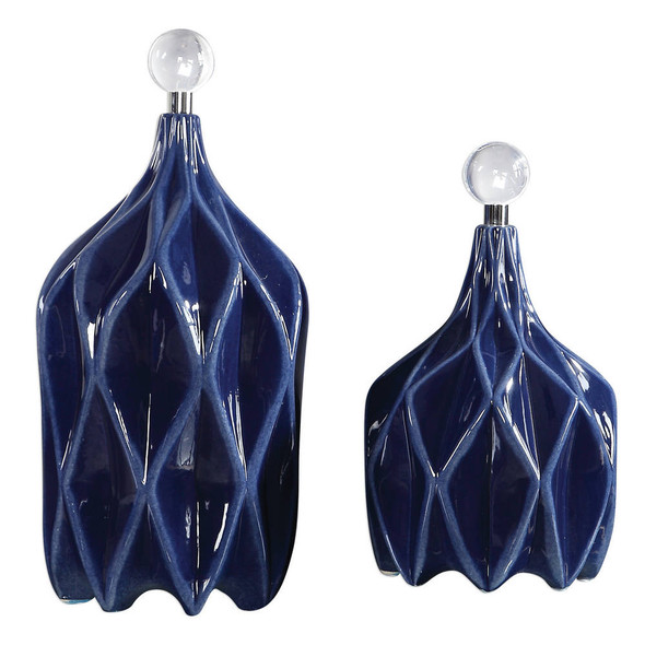 Klara Geometric Bottles - S/2 Geometric style Bottle Decor