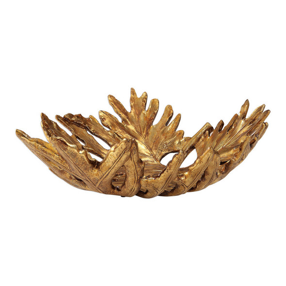 Oak Leaf Metallic Gold Bowl Contemporary style Bowl Decor