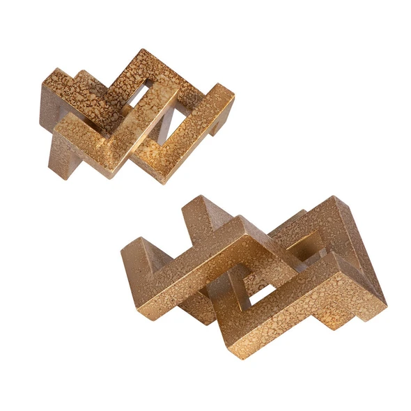 Ayan Gold Accents - S/2 Mid-Century Modern style Sculpture Decor