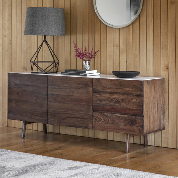 Bergen Scandinavian Mid-Century Modern Marble Sideboard