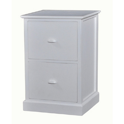 Emerson 2 Drawer Filing Cabinet - Pearl White - Size: 50H x 46W x 75D (cm) - Hamptons style