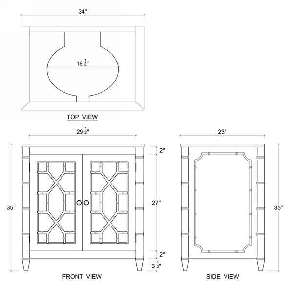 Grosvenor Single Vanity - without Top/Sink - Solid Timber Gustavian style Bathroom & Laundry furniture