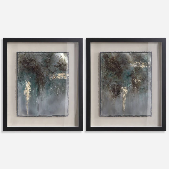 Rustic Patina Framed Prints - Set/2 Coastal style Print Decor