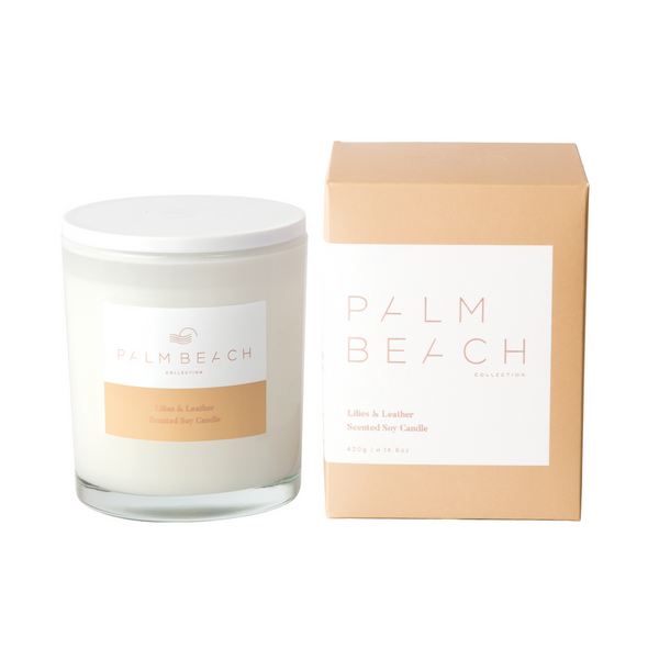 Palm Beach Collection Lilies & Leather Scented Soy Candle 420g