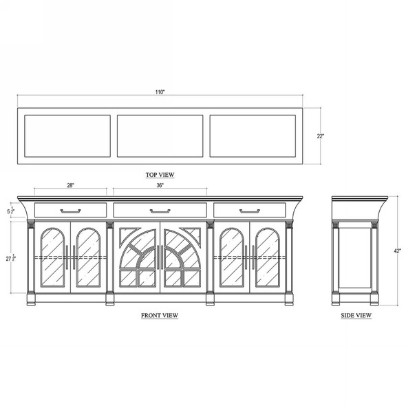 Lambeth Credenza w/ 6 LED - Solid Timber Moorish style Dining Room furniture