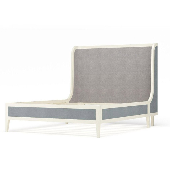 Mornington Upholstered & Linen Wrapped Bed Queen - Solid Timber Art Deco style Bedroom furniture