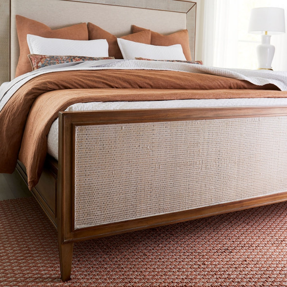 Belgravia Upholstered Bed w/ Rattan King - Solid Timber Contemporary style Bedroom furniture