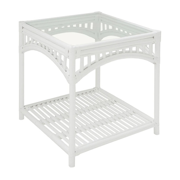 Bahamas Rattan Side Table - White - Coastal style