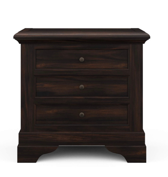 Huntley 3 Drawer Nightstand - Black Wash - Size: 81H x 86W x 52D (cm) - Farmhouse style