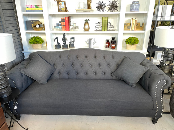 Balmoral Button Tufted 3 seat sofa - Charcoal